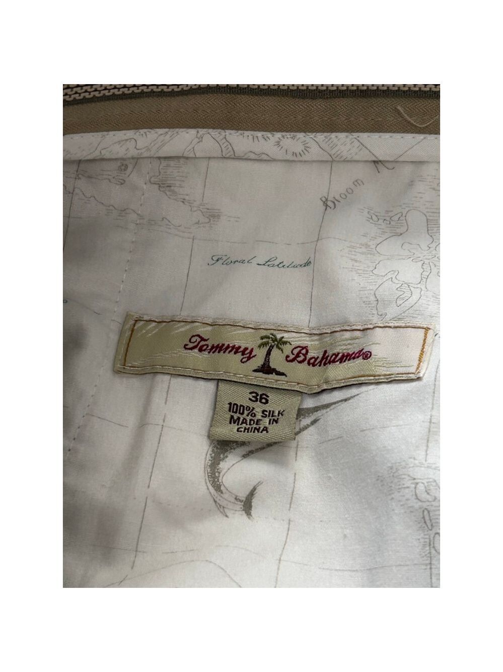 Tommy Bahama 100% Silk Pleated Dress Pants Beige 36 Herringbone - Picture 7 of 10